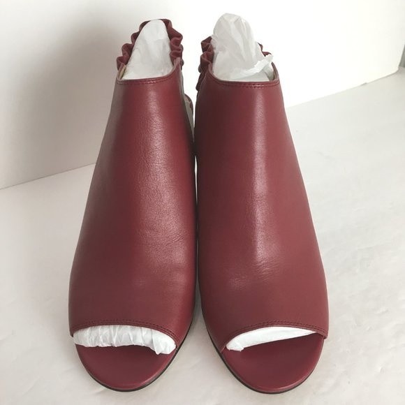 Katy Perry The Jocelyn Mulberry‎ Red Nappa Leather Ruffle Shooties Heels Size 10 - Picture 3 of 16